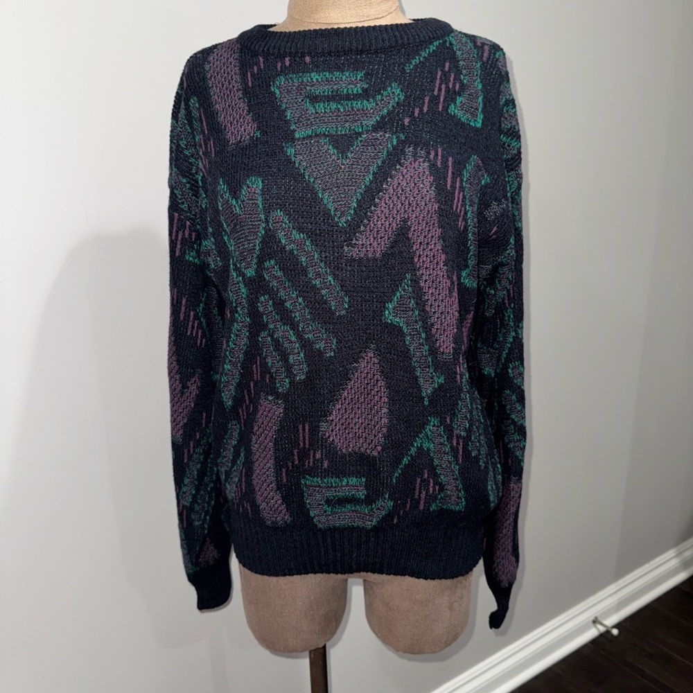 Vtg Chartwell Mens Pullover Sweater Geometric Patterned Acrylic Size M